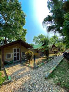 mały domek z ogródkiem przed nim w obiekcie Nature Safari Camp w mieście Chitwan