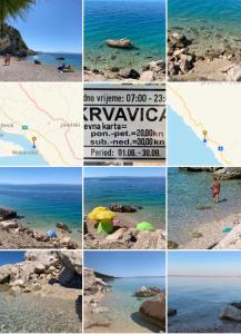 a collage of photos of a beach with the ocean at City studio Maras terrace Marini dvori in Imotski