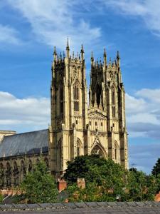 uma velha catedral com uma árvore em frente em Character Beverley Town House em Beverley