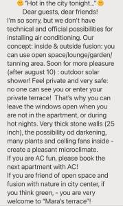 a line of text with the words not in the city tonight dear guests at City apartment Mara’s terrace - Marini dvori / 4 pax in Imotski