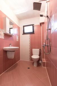 a bathroom with a toilet and a sink at Къща за гости Мечта in Yagodina +24 photos
