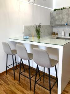 Een keuken of kitchenette bij New delux studio with wooden floor