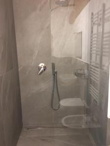a bathroom with a shower with a toilet at Casa Fabiolin in Daiano +56 photos