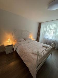 เตียงในห้องที่ APARTMENTS IN THE CITY CENTER BIRŽAI Vytauto g22