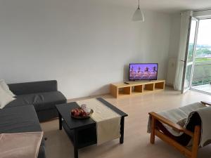 a living room with a couch and a tv at Apartament Parion 2 in Lublin