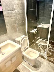 ein Bad mit einem WC und einem Waschbecken in der Unterkunft Luxury apartment 2 in Casablanca