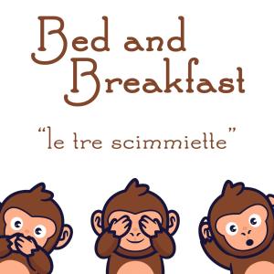 Eine Gruppe von drei Affen mit den Worten "Bed and Breakfast le tree committee" in der Unterkunft Le tre scimmiette in Lanciano