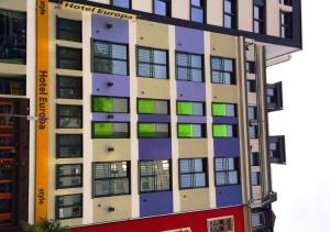 a building with colorful windows on the side of it at Europa Style in Frankfurt