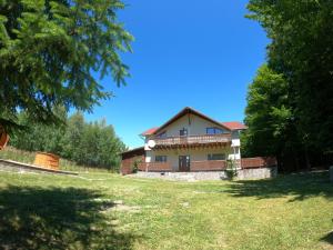 a house on a hill with a grass yard at Fenyves Home in Izvoare