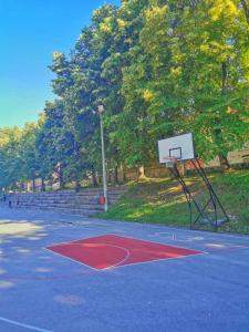 een basketbalveld met een hoepel in een park bij Brvnara Ljubičica in Kremna