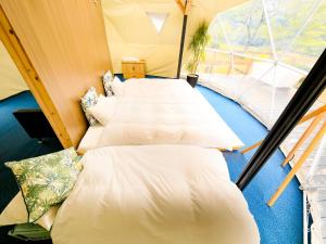 a group of four beds in a room at SPRINGS VILLAGE 足柄 丹沢温泉リゾート＆グランピング in Hata