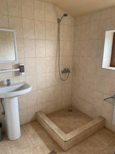 a bathroom with a shower and a sink and a shower at Green Training Center in Dzoraghpʼyur