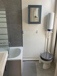 a bathroom with a toilet and a tub and a sink at Joli appartement entier T2 centre ville de Cherbourg in Cherbourg en Cotentin