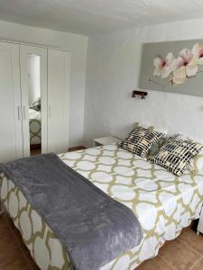 ein Schlafzimmer mit einem großen Bett mit zwei Kissen in der Unterkunft Casa lele en anfi del mar in Los Caideros