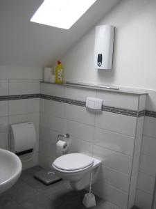 a bathroom with a toilet and a sink at Haus Beate Groß in Kröv