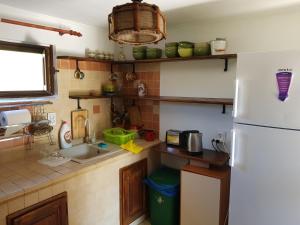 a kitchen with a sink and a refrigerator at Pensiunea Daria Putna in Putna +17 photos