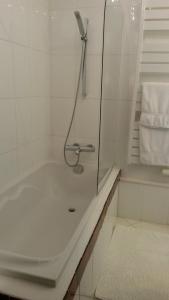 W łazience znajduje się prysznic i wanna. w obiekcie Maison Epellius w mieście Collonges-au-Mont-dʼOr
