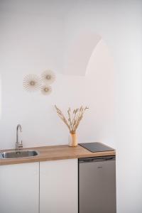 Køkken eller tekøkken på Astra boutique suites at Agia Marina Beach + 49 billeder