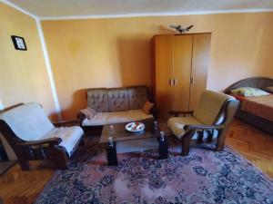 een woonkamer met 2 stoelen en een salontafel bij Apartman Djenovici in Herceg-Novi