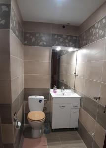 a bathroom with a toilet and a sink at Max in Liptovský Mikuláš