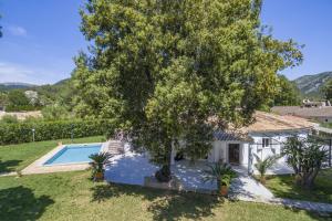 a villa with a swimming pool and a tree at Casa Encinar in Crestatx