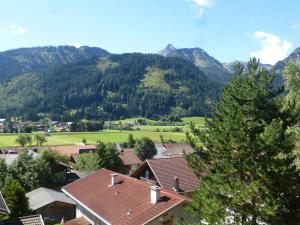a village with a mountain in the background at Apartment Austria in Tannheim
