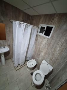a bathroom with a toilet and a sink at FAMILY HOUSE MALARGUE in Malargüe