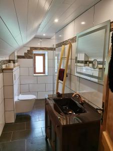 een badkamer met een wastafel en een toilet bij Gasthof Kirchenwirt in Gnesau