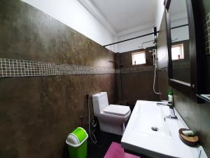 Cinnamon Apartment Panadura في بانادورا: حمام به مرحاض أبيض ومغسلة