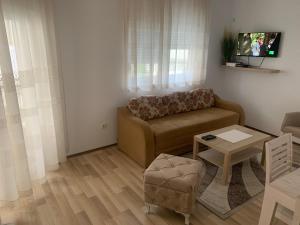 a living room with a couch and a table at Stan na dan Valjevo centar in Valjevo