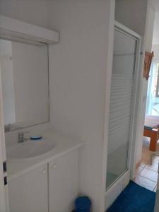 Koupelna v ubytování Bel appartement avec piscine, face à la mer