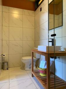 a bathroom with a toilet and a sink at Estalagem Santa Clara in Urubici