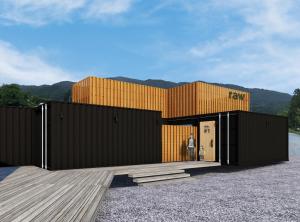 een gebouw met een persoon erin. bij raw_ in Hakuba