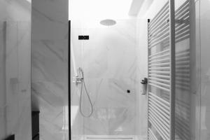 a shower with a glass door in a bathroom at HUIS19 Luxury apartments in Ghent +38 photos