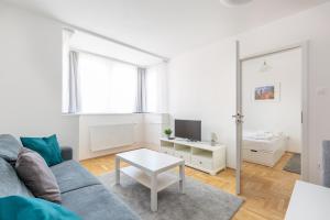 Televízia a/alebo spoločenská miestnosť v ubytovaní Cozy 3-bedroom Apartment in the Heart of Budapest