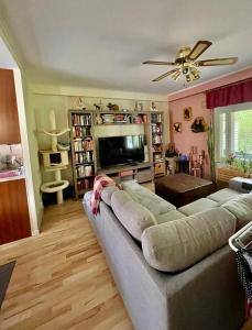 Μια τηλεόραση ή/και κέντρο ψυχαγωγίας στο Cozy apartment with sauna & terrace