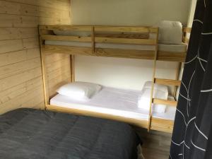 Двухъярусная кровать или двухъярусные кровати в номере appartement 10 couchages le lioran bord rando/ski