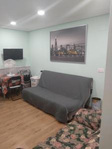 een kamer met een bed, een bureau en een televisie bij Apartamentos Corazón del Húmedo in León