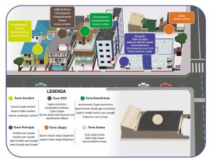 Captura de pantalla de un mapa de una ciudad con edificios en Flat Amsterdam by HANNA - Florianópolis, en Florianópolis