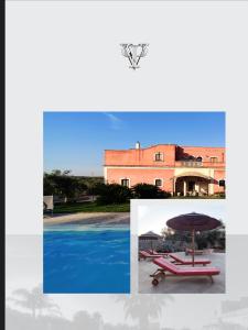 a picture of a house and a table and an umbrella at Villa Pardonise- Puglia-Salento-Casa vacanze in Diso