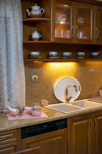 a kitchen counter with a sink and a sink at Sevi's Luxury Guesthouse Villa in Ioannina +24 photos