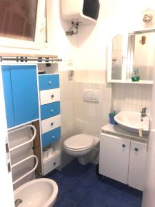 a small bathroom with a toilet and a sink at chez Chany in Merano