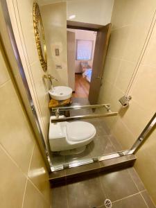 a small bathroom with a toilet and a mirror at Cusco Hotel Boutique in Cusco