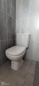 a bathroom with a toilet in a room at chambre au pied de la forêt in Onesse-et-Laharie