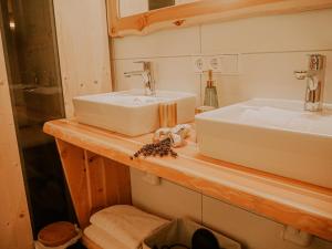 Koupelna v ubytování Hochleben-Chalets am Erlebnisbauernhof Steinerhof