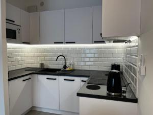 Kuchyň nebo kuchyňský kout v ubytování Apartament w Let's Sea Baltic Park