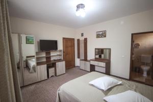 a hotel room with a bed and a television at Casa Teju 2 in Slănic