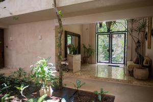een woonkamer gevuld met veel planten bij Casa Wahh in Tulum