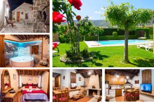 a collage of photos with a house and a tree at Casa Rural El Berrueco in Robledillo