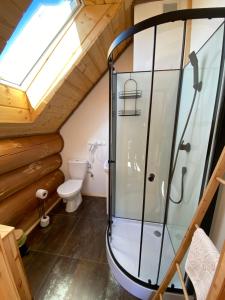 Kúpeľňa v ubytovaní Jedlina - naturalny dom z bali jodłowych